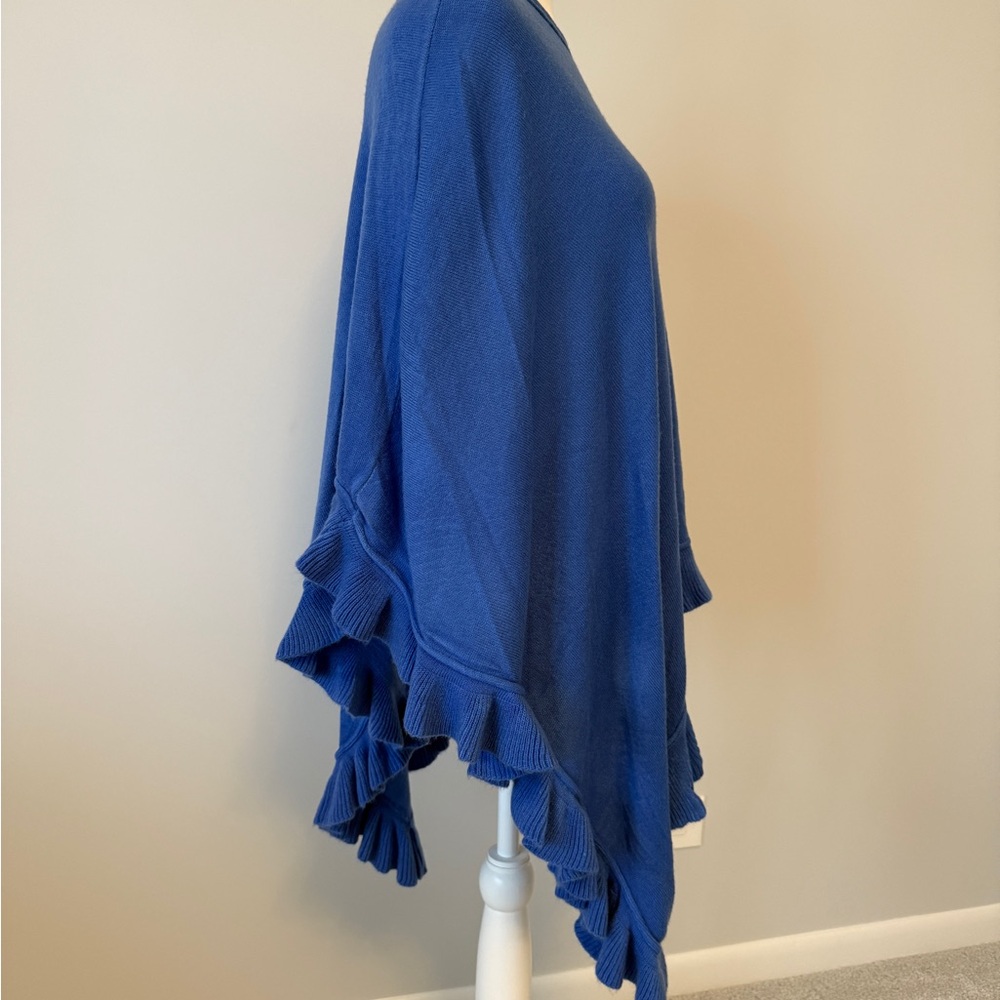 April Marin Blue Ruffled Poncho - Picture 2 of 6